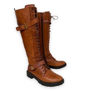 Lucky Brand Lace Up Inniko Tall Military Leather Boot